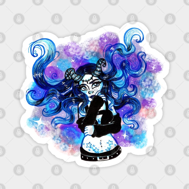 Galaxy Girl Magnet by LittleGreenHat