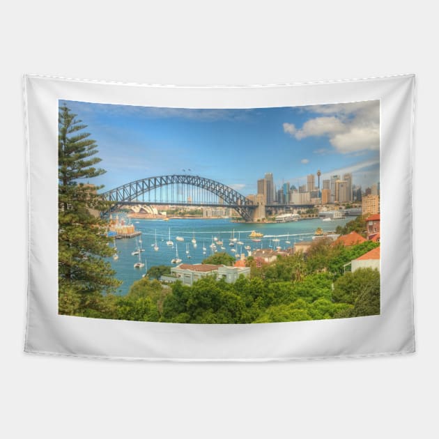 Sydney Harbour .. Sunday Arvo Tapestry by Michaelm43