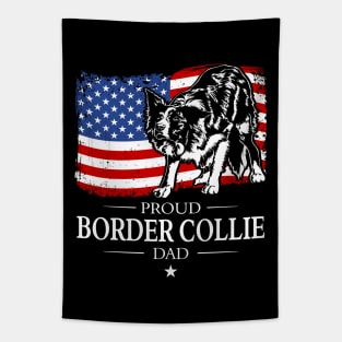 Proud Border Collie Dad American Flag patriotic dog Tapestry