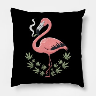 Flamingo Bird Smoking Weed Cannabis Blunt 420 Stoner Gift Pillow