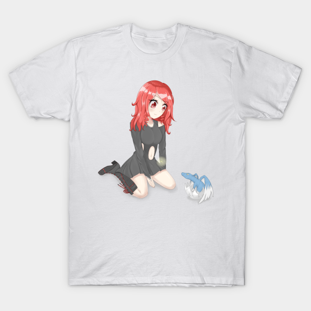 Red Hair Dragon Anime Girl With Baby Dragon Anime T Shirt Teepublic