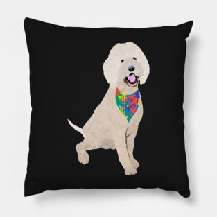 Labradoodle with bandana Pillow