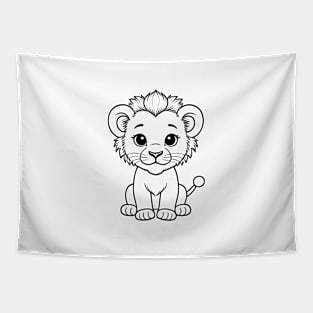 Cute Baby Lion Animal Outline Tapestry