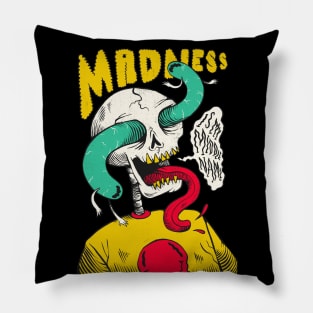 Madness Is My Middle Name // Gnarly Skeleton Drawing Pillow