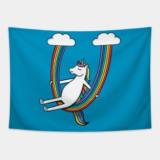 Unicorn and rainbow swing Tapestry