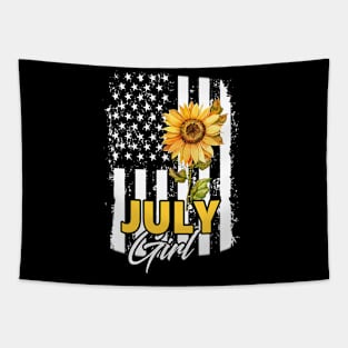 Flag Sunflower July Girl Tapestry