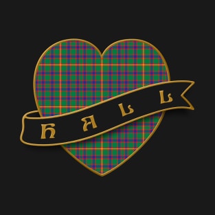 The HALL Family Tartan Retro Heart & Ribbon Family Insignia T-Shirt