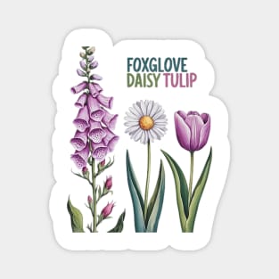 Foxglove-Daisy-Tulip Magnet