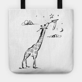 Giraffe fishing for stars Tote