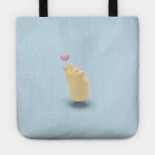 3d korean  love hand sign Tote