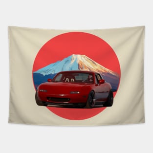 Red Mazda Miata/MX-5 - Mount Fuji Jinba Ittai Roadster Life Tapestry