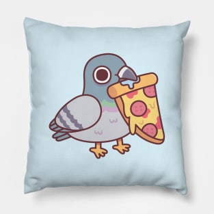 Cute Pigeon With Pepperoni Pizza Slice Pillow