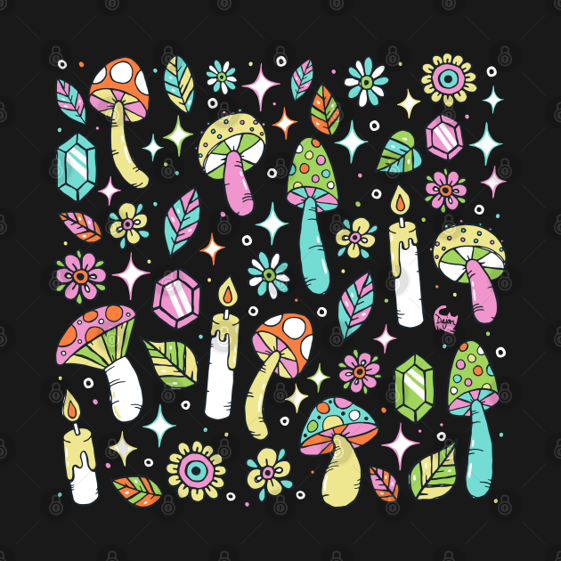 Discover Magic Mushroom Forest Pattern - Mushroom - T-Shirt