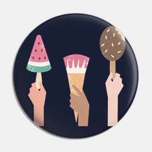 People with differente skin colors holding ice cream Pin