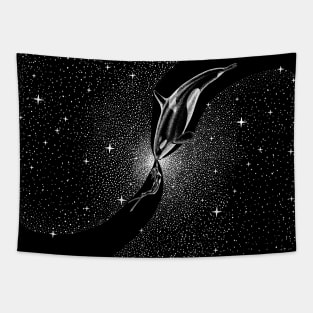 Starry Orca and diver Tapestry