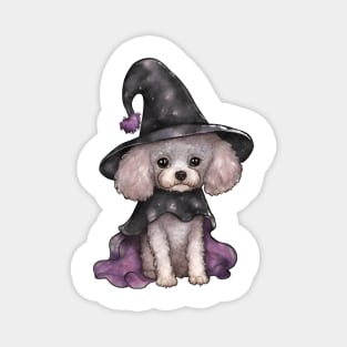 Watercolor Poodle Dog in Witch Hat Magnet