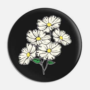 White Daisy floral Hand Drawn Gardening Gift Pin