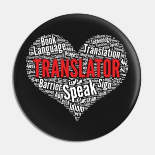 Translator Heart Shape Word Cloud Design graphic Pin