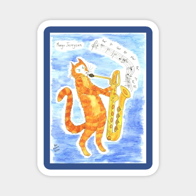 Cat Jazz saxophonist Magnet by MrTiggersShop