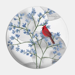 A red bird on a blue tree Pin