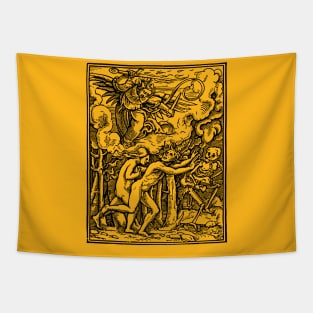 Hell ††††† Vintage Medieval Woodcut Style Illustration Tapestry