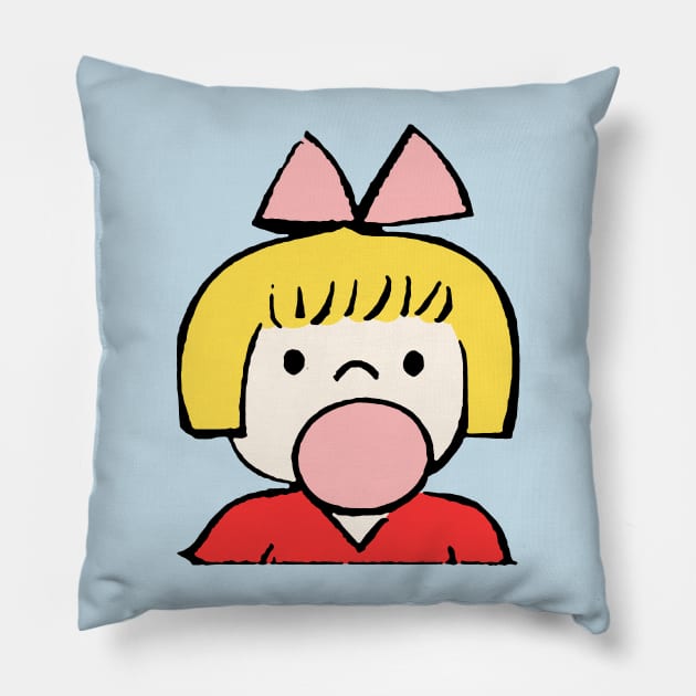 Cute Retro Bubblegum Girl Design Pillow by DankFutura