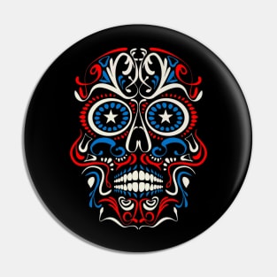 Design Sugar Skull Floral Skeleton Pin