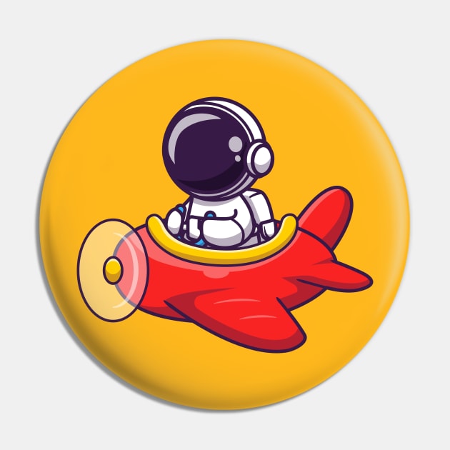 Cute Astronaut Driving Plane Cartoon Pin by Catalyst Labs