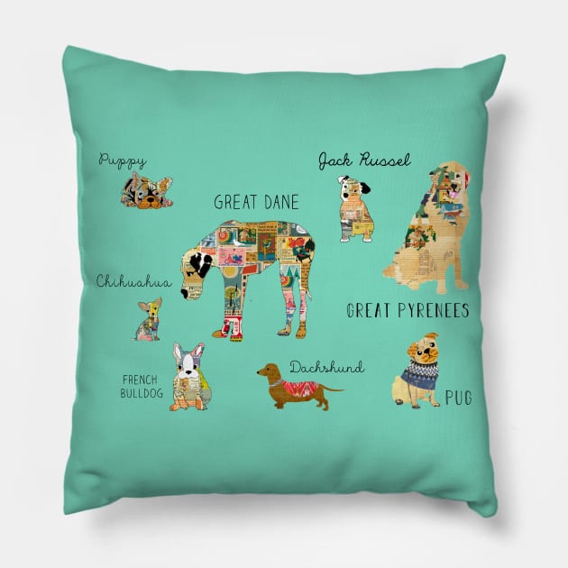 Dogs Collage Pillow by GreenNest