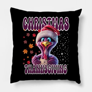 Happy Hallothanksmas Turky Thanksgiving Christmas Pillow