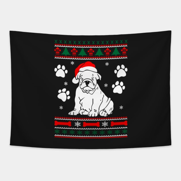 Bulldog Ugly Christmas Model Tapestry by D3monic