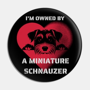 I am Owned by a Miniature Schnauzer   Gift for Schnauzer  Lovers Pin