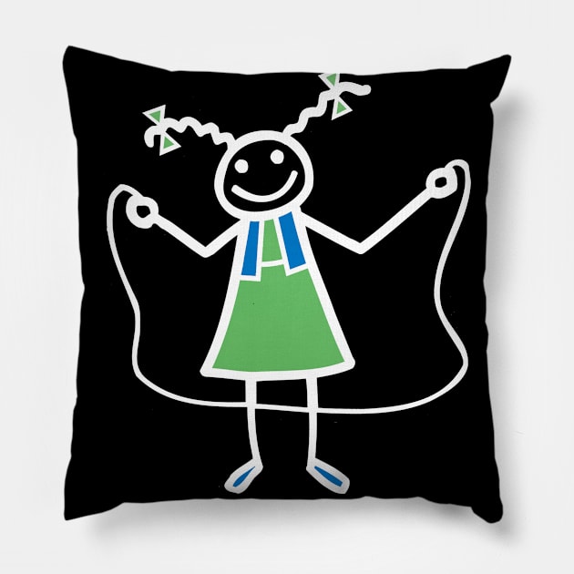 Funny Rope Skipping Stick Girl Children Sports Party Gift Pillow by peter2art