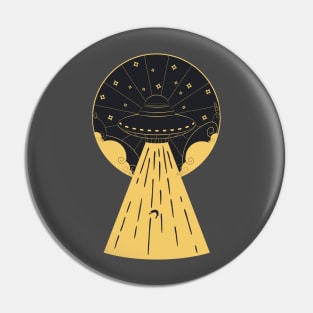 Retro design of flying ufo ship Pin