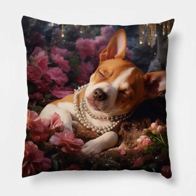 Sleepy Basenji Puppy Pillow by Enchanted Reverie