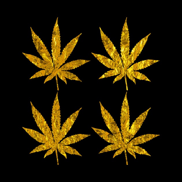 Gold Weed Leaf Design Marijuana Hemp Cannabis by Lin Watchorn 