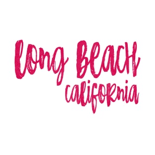 Long Beach California - CA State Paint Brush Retro Red/Pink College Typography T-Shirt