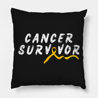 Childhood Cancer Survivor Yellow Ribbon Awareness Support Pillow