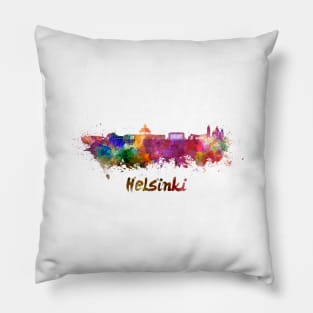 Helsinki skyline in watercolor Pillow