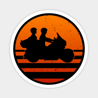 Retro Touring Motorcycle Couple Sunset Magnet