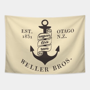 Weller Bros: Wellerman sea shanty logo (dark text) Tapestry