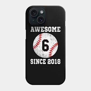 Kids 6Th Birthday Baseball Player 6 Years Old Sports Phone Case