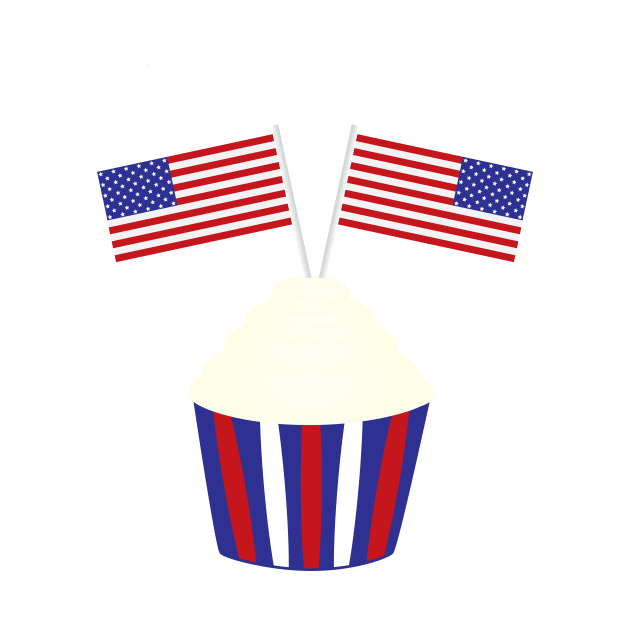 4th of july birthday cupcake with flags by sigdesign