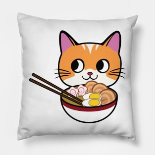 Orange Ramen Cat Pillow