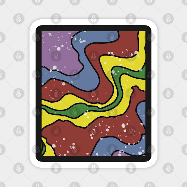 Rich Earthy Abstract Retro Liquid Swirls Magnet by Jennggaa