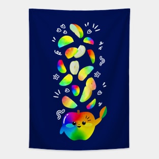 Funny Rainbow Pride Apple Slices. Colorful Fruits Pattern for Apple Lover Tapestry