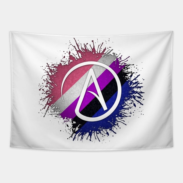 Paint Splatter Gender Fluid Pride Flag Atheist Symbol Tapestry by LiveLoudGraphics