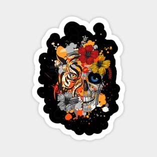 Tiger and Human Skull Magnet