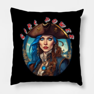 Girl power, stunning blue eyed pirate wench Pillow