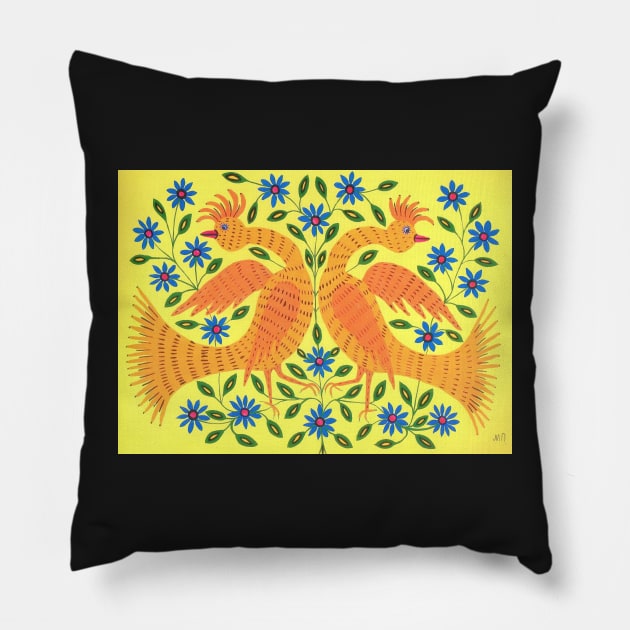 ukrainian dancers 1983 - Maria Primachenko Pillow by Kollagio